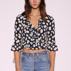 Realisation Par 100% Silk Cher Top in Daisy, Size XXS